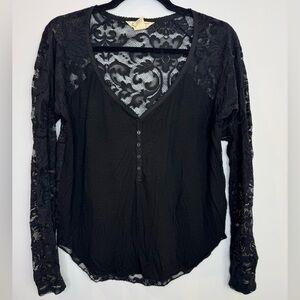 Denim & Supply Ralph Lauren Lace Raglan-Sleeve Henley size small